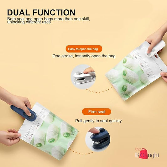 Portable Mini Sealing Machine 2 in 1 USB Rechargeable Magnetic Heat Sealing and Cutting Bag Sealer, Plastic Bag Sealing Machine, Multicolour