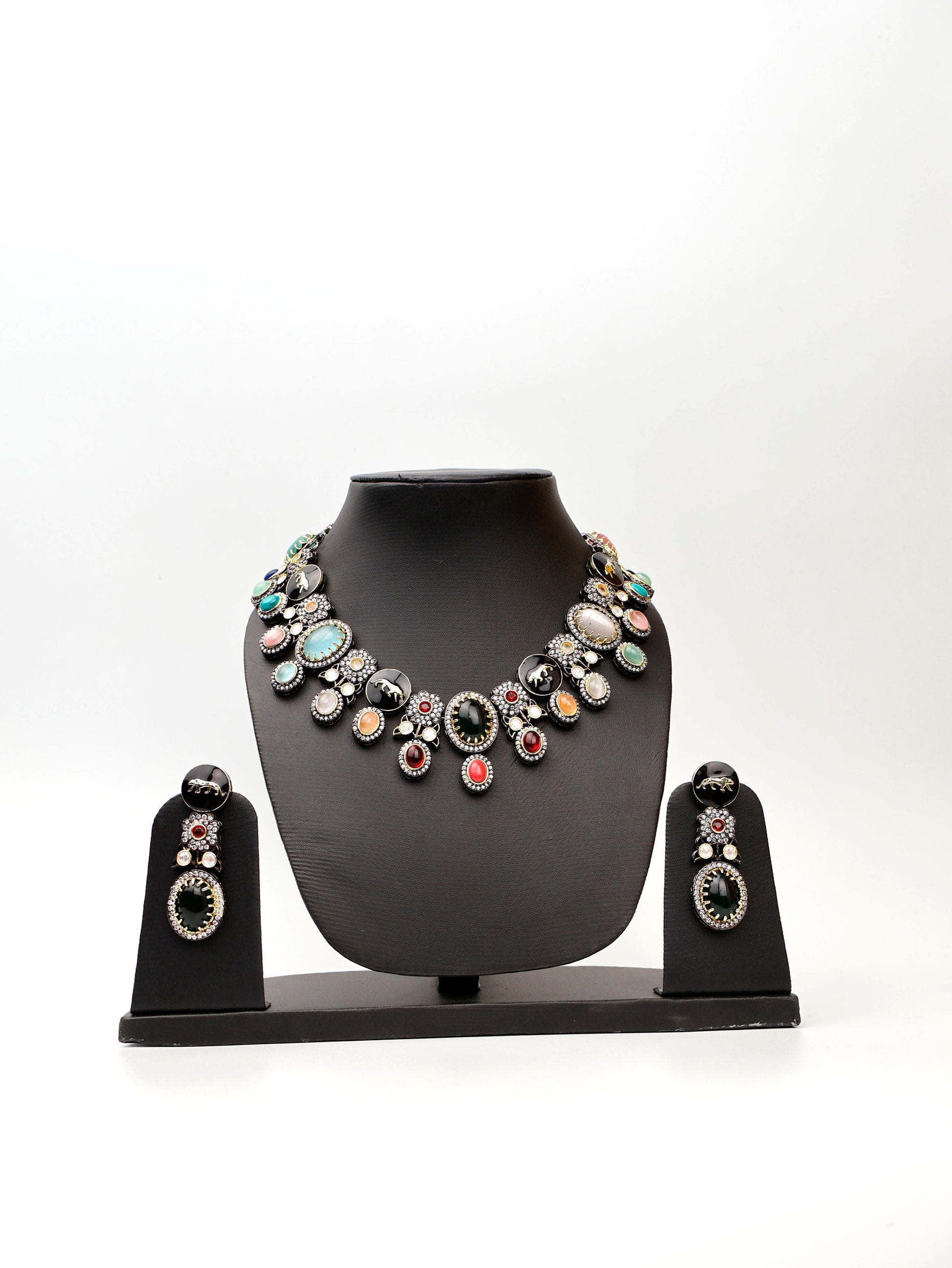 Wedding Multi Colour Sabyasachi Inspired Victorian Necklace Set-0